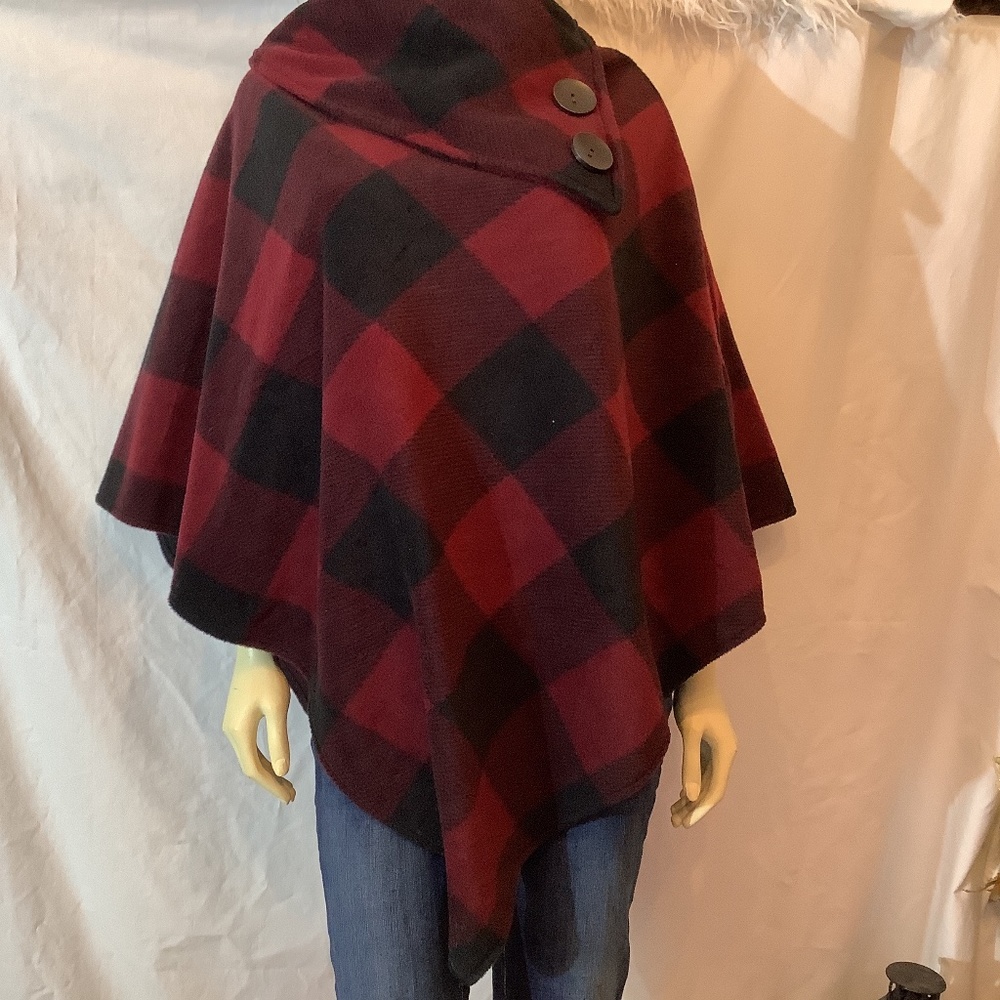 Buffalo checked plaid‎ poncho cape EUC
